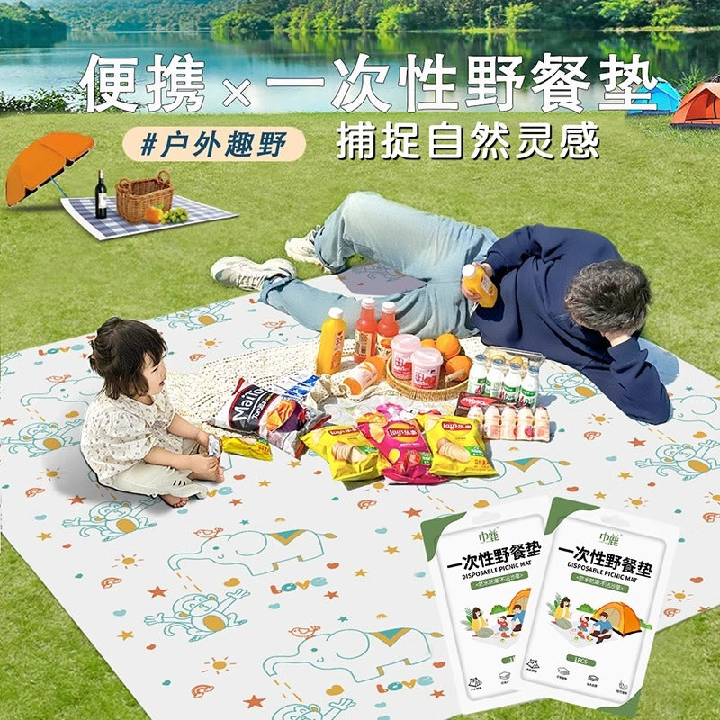 Portable Outdoor Camping Disposable Picnic Mat Moisture-Proof Mat Single Double Oil-Proof Beach Mat Lawn Mat Waterproof
