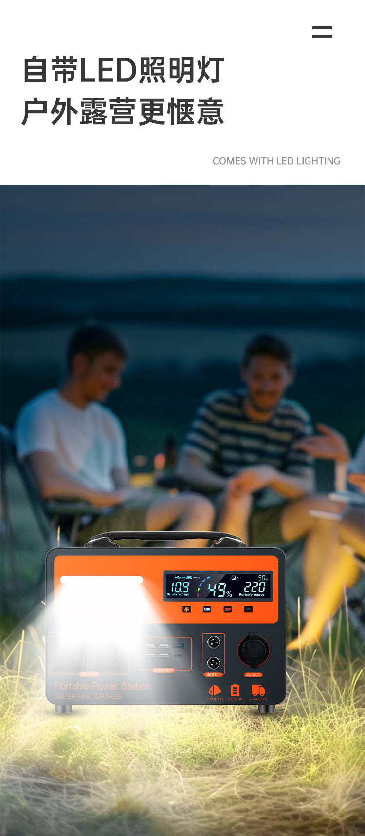 220v Mobile Energy Storage Outdoor Power Supply for Live Streaming, Street Selling, Camping, Road Trips, Large Capacity Portable Emergency Home Backup