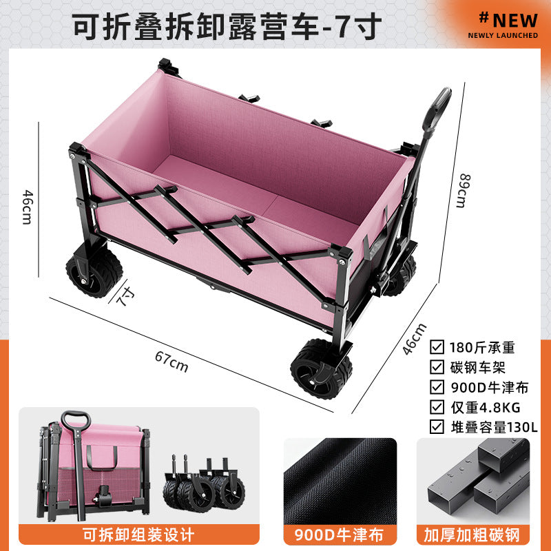 Camping Cart Outdoor Foldable Handcart Camping Picnic Trailer Household Portable Delivery Small Cart Stall Setup