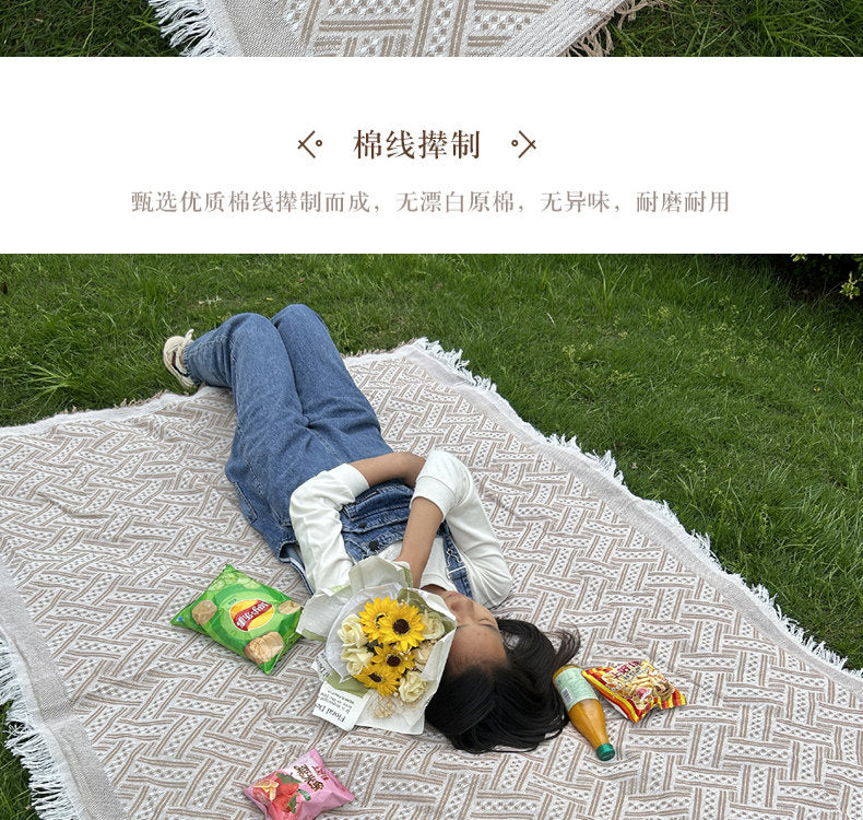 ins Camping Picnic Mat Xiaohongshu Thickened Picnic Cloth Mat Outdoor Tablecloth Studio Photography Props
