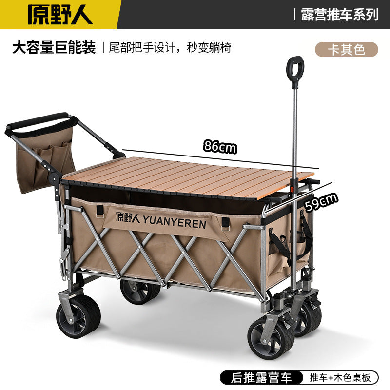 Original Wildman Camping Cart Push-Pull Integrated Outdoor Camping Handcart Picnic Stall Foldable Small Cart Extended