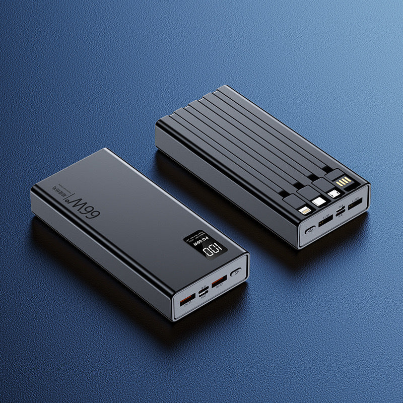 Cross-Border3c Certified Super Fast Charging Power Bank with Built-in Cable20000mAh large capacity power bank wholesale