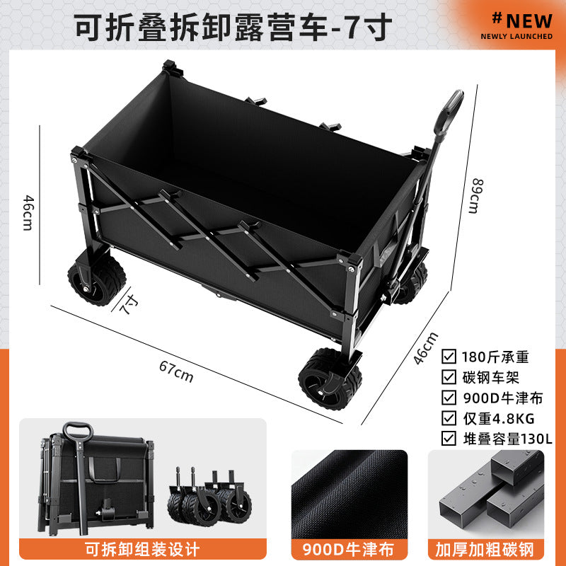 Camping Cart Outdoor Foldable Handcart Camping Picnic Trailer Household Portable Delivery Small Cart Stall Setup