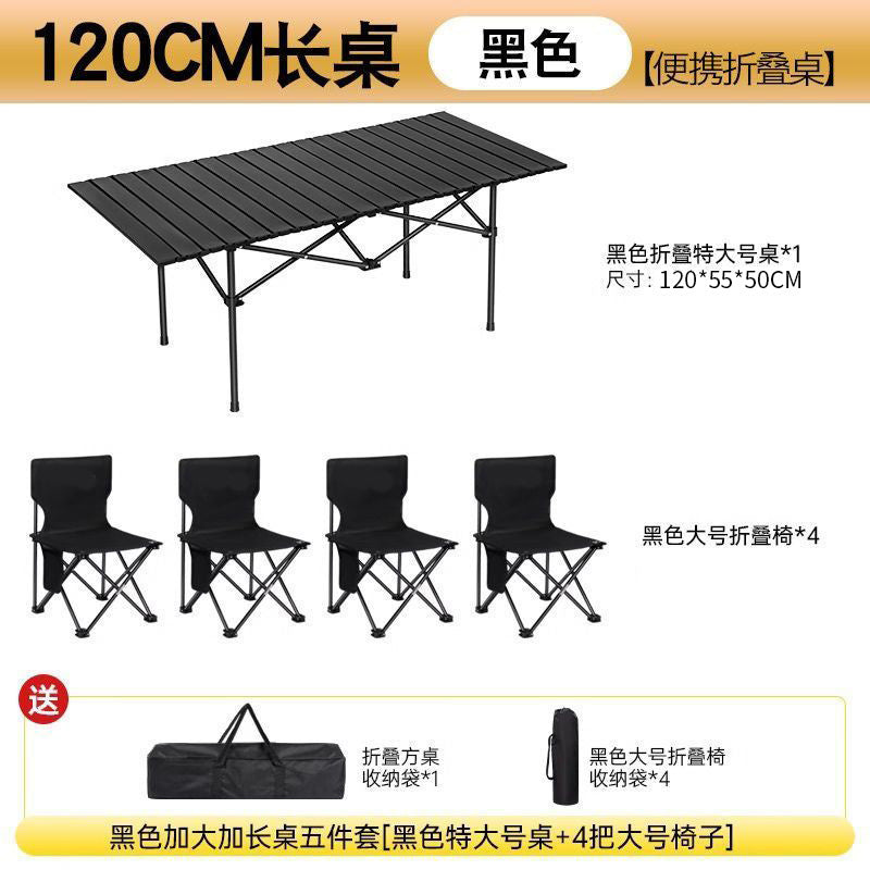 Outdoor Folding Table and Chairs Portable Egg Roll Table Picnic Cooking Equipment Set Foldable Camping Table and Chairs
