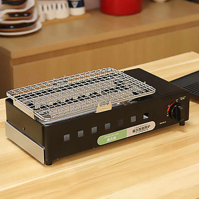 Tengzilang Dual-use Portable Windproof BBQ Outdoor Cooking Cassette Gas Stove Grill167R Storage
