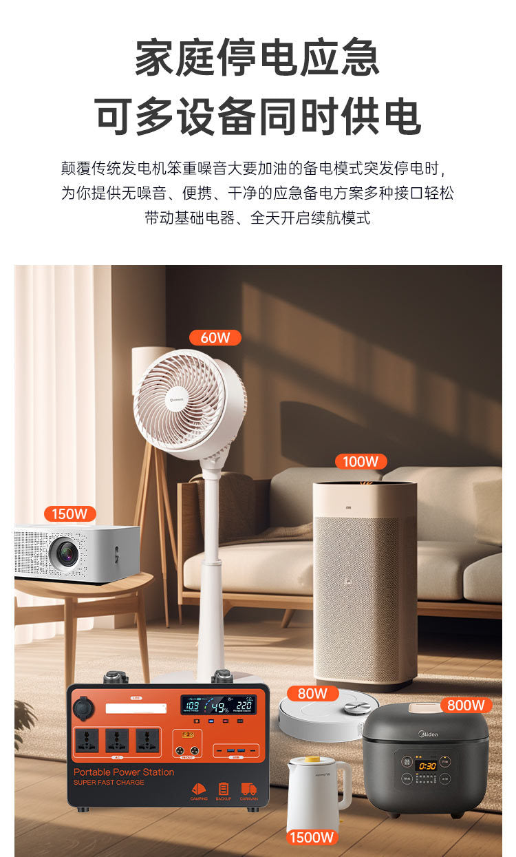 220v Mobile Energy Storage Outdoor Power Supply for Live Streaming, Street Selling, Camping, Road Trips, Large Capacity Portable Emergency Home Backup