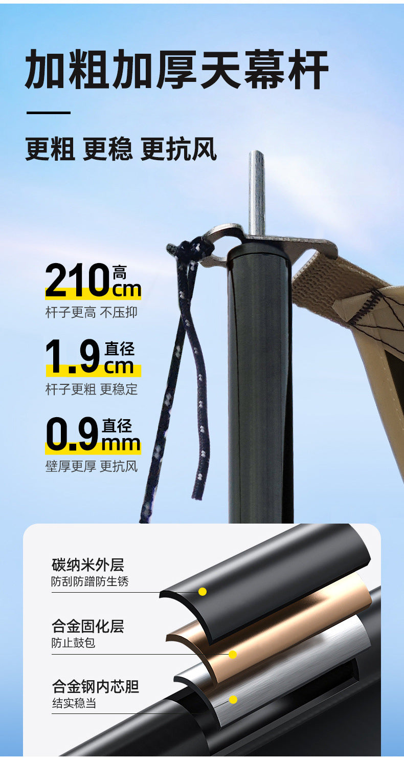 Car Side Awning Car Roof Tent Outdoor Camping Sunshade Canopy Camping Enlarged Car Tail Side Tent Black Coating Sun Protection Rain Shelter