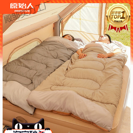 Primitive Sleeping Bag for Adults, Winter Thickened Cold-Proof Outdoor Camping Tent, Double Person Overnight Car Use Office Quilt