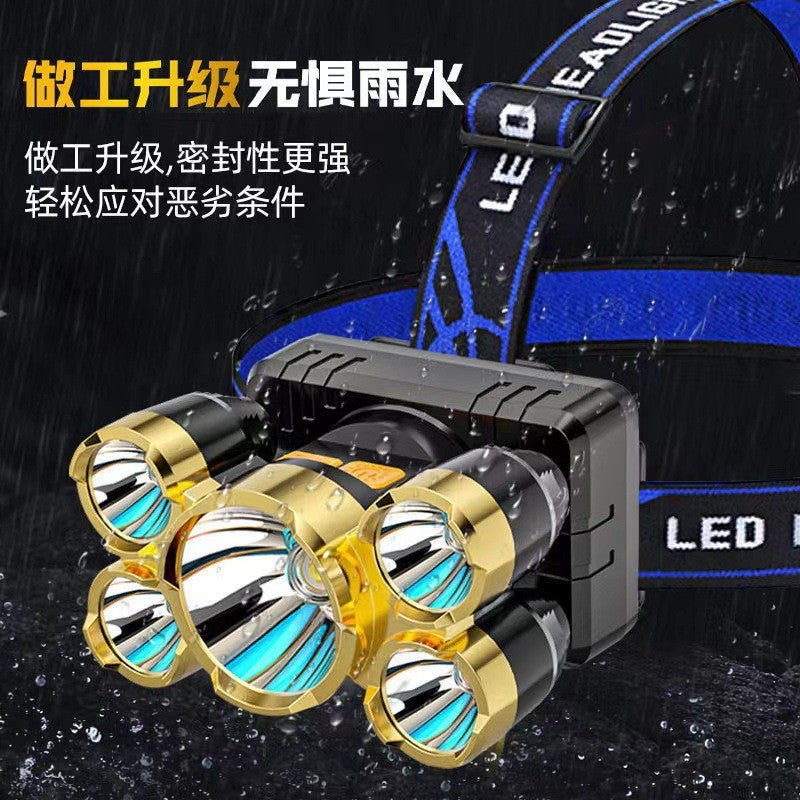 Headlamp Strong Light Head-Mounted led Headlamp Fishing Light Rechargeable Lithium Battery Two-Mode Outdoor Strong Light Headlamp Wholesale