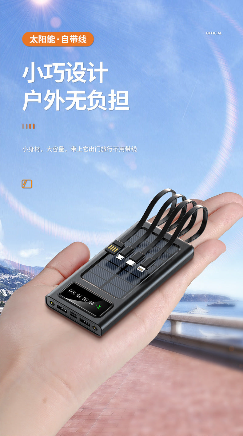 Cross-border Hot-Selling Built-in Four-Wire Solar Power Bank with Digital Display50000mAh ultra-thin large capacity power bank