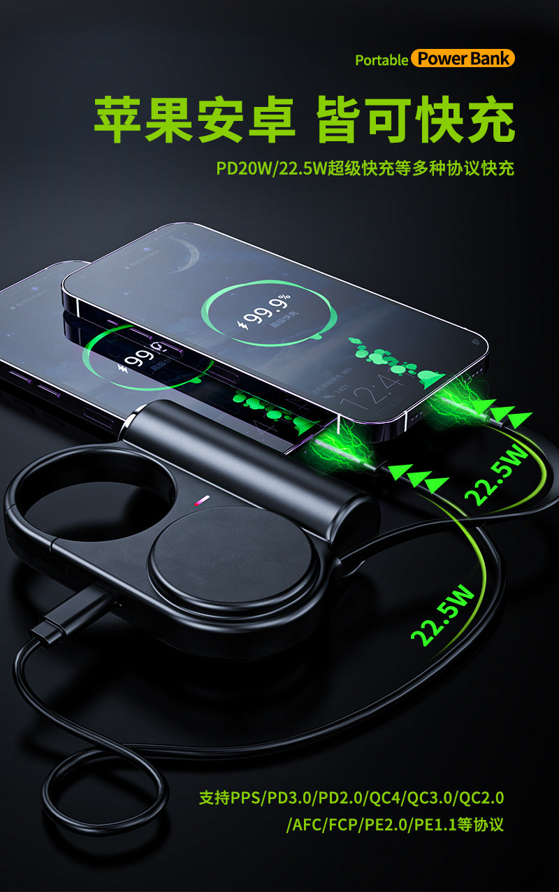 Creative retractable built-in cable outdoor power bank fast charging compact portable5000mAh Power Bank Gift Wholesale