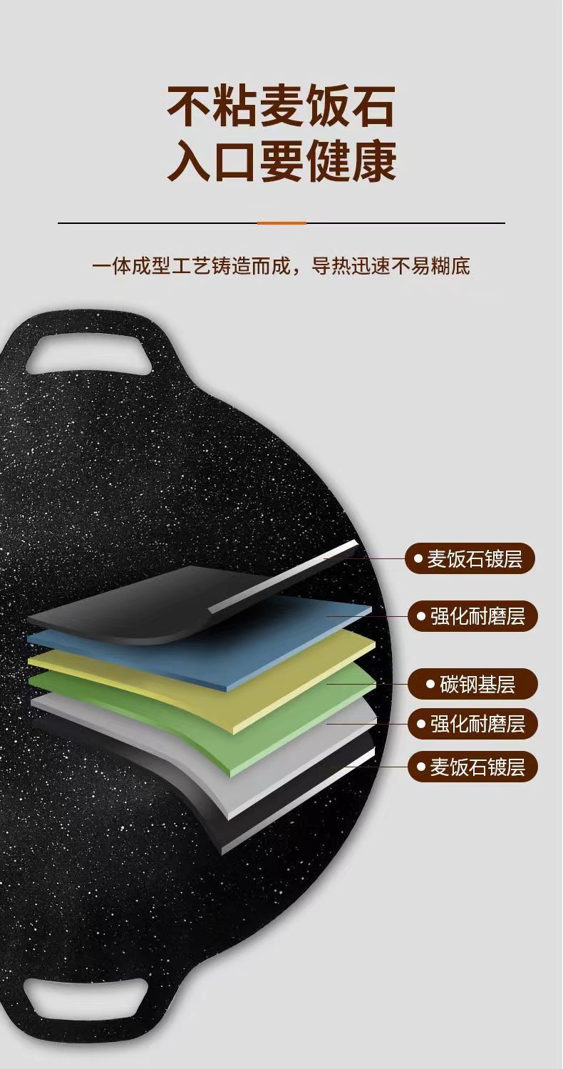 Outdoor Home Camping BBQ Grill Pan Korean Style BBQ Grill Pan Cassette Stove Household Induction Cooker Iron Plate BBQ Pot Maifan Stone