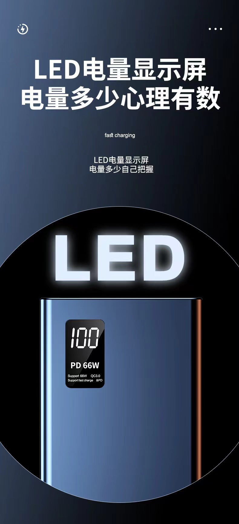 Cross-Border3c Certified Super Fast Charging Power Bank with Built-in Cable20000mAh large capacity power bank wholesale