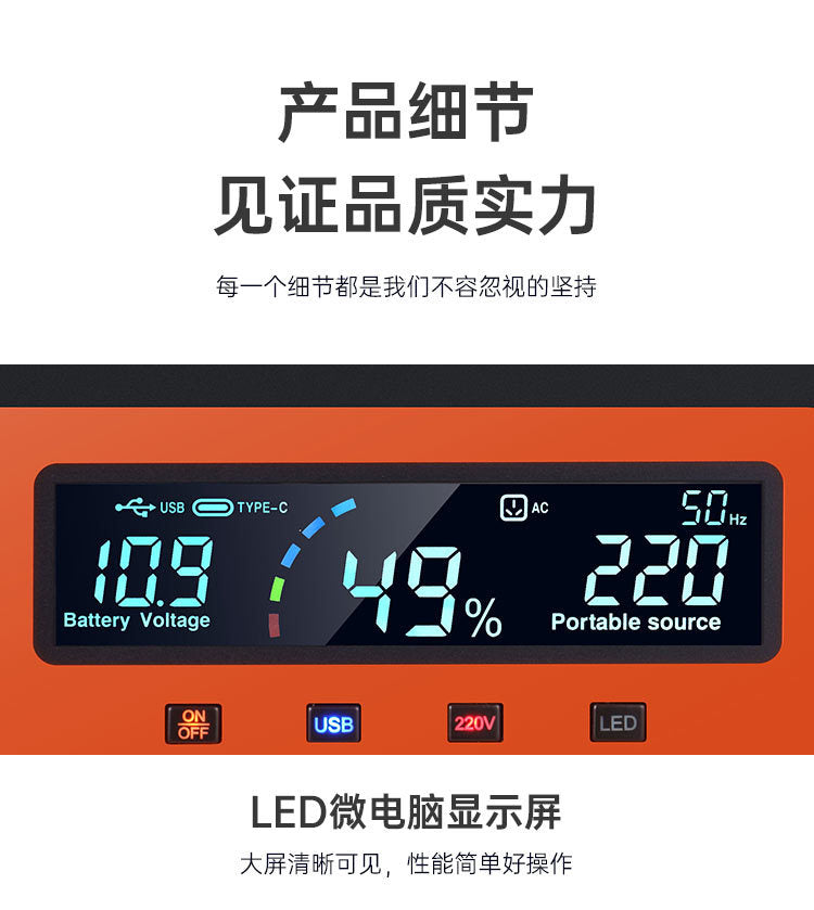 220v Mobile Energy Storage Outdoor Power Supply for Live Streaming, Street Selling, Camping, Road Trips, Large Capacity Portable Emergency Home Backup