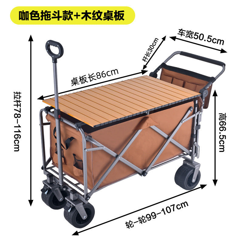 Original Wildman Camping Cart Push-Pull Integrated Outdoor Camping Handcart Picnic Stall Foldable Small Cart Extended