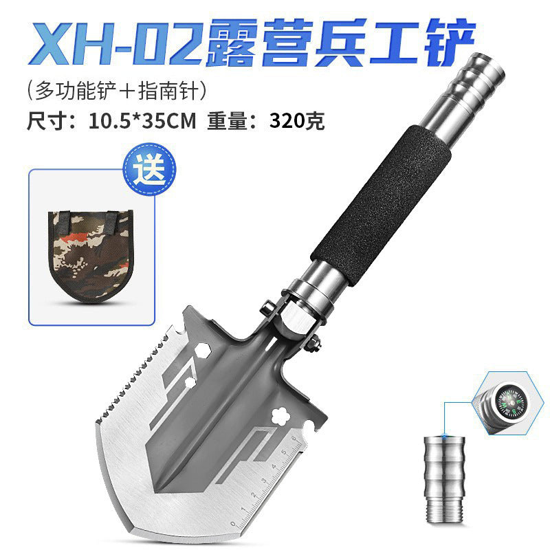 Outdoor Engineer Shovel Folding Multi-Functional Vehicle-Mounted Engineer Shovel Manganese Steel Chinese Pickaxe Fishing Convenient Camping Gear
