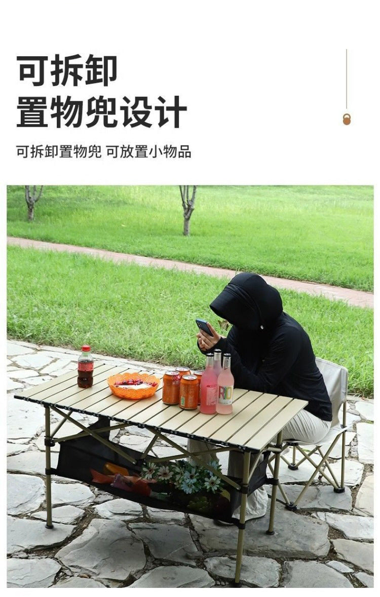 Outdoor Folding Table and Chairs Portable Egg Roll Table Picnic Cooking Equipment Set Foldable Camping Table and Chairs