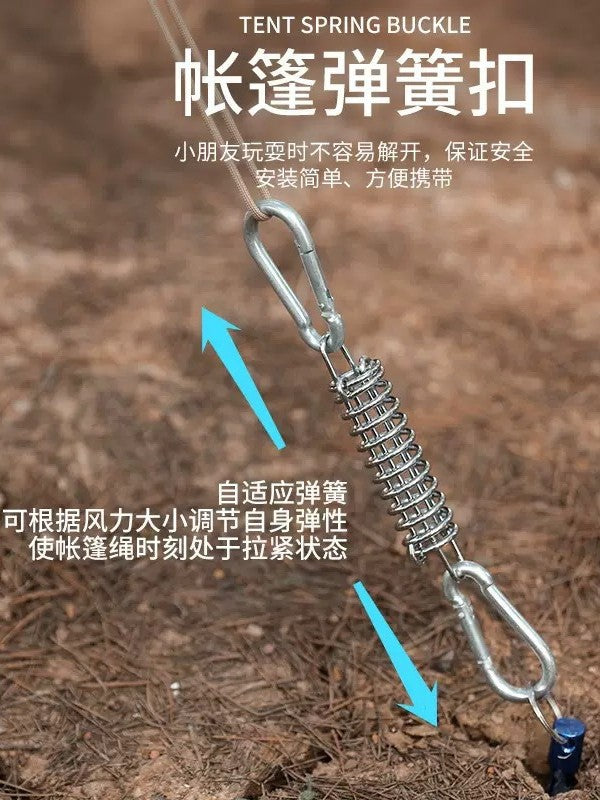 Outdoor Tent Spring Wind Rope Buckle Multi-use Camping High-strength Stainless Steel Rope Buckle Sunshade Fixed Buckle Spring Hook Buckle