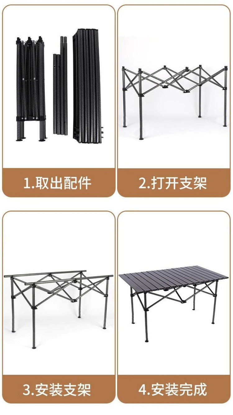 Outdoor Folding Table and Chairs Portable Egg Roll Table Picnic Cooking Equipment Set Foldable Camping Table and Chairs