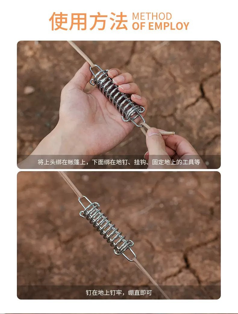 Outdoor Tent Spring Wind Rope Buckle Multi-use Camping High-strength Stainless Steel Rope Buckle Sunshade Fixed Buckle Spring Hook Buckle