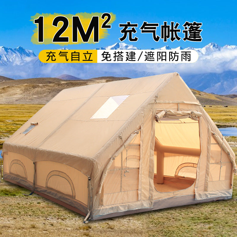 12Square Meters420D Household Anti-Freeze Dual-Use Four Seasons Moisture-Proof Inflatable Tent Outdoor Camping Portable No-Setup Rainproof