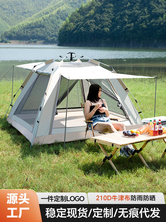 Outdoor Tent Camping Portable Folding Overnight Rainproof Thickened Camping Gear Full Set Automatic