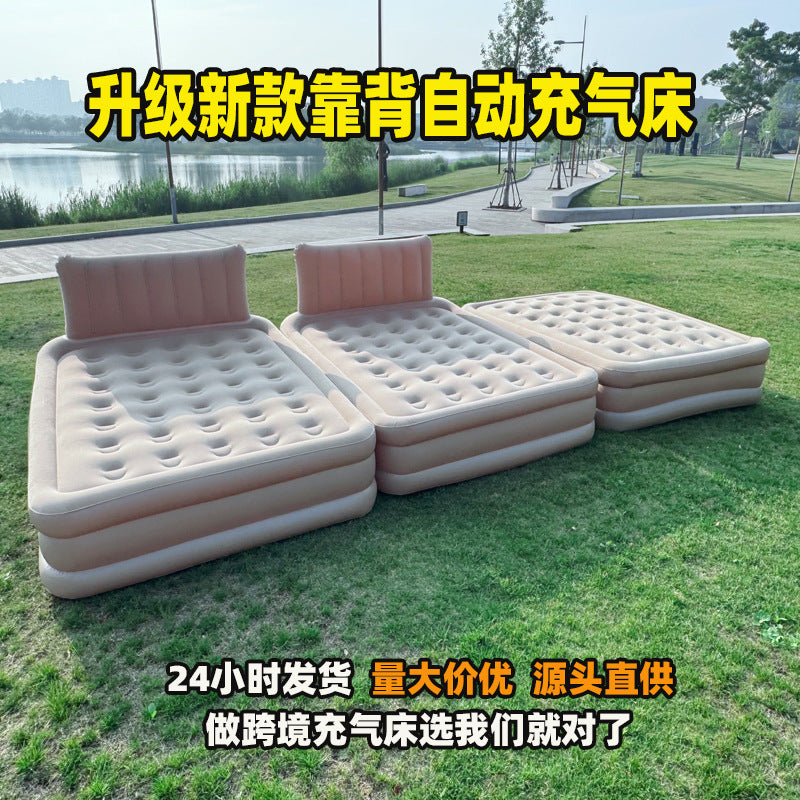 Outdoor Camping One-Click Automatic Inflatable Mattress Tent Moisture-Proof Pad Heightened Thickened Flocked Bed Foldable Air Mattress