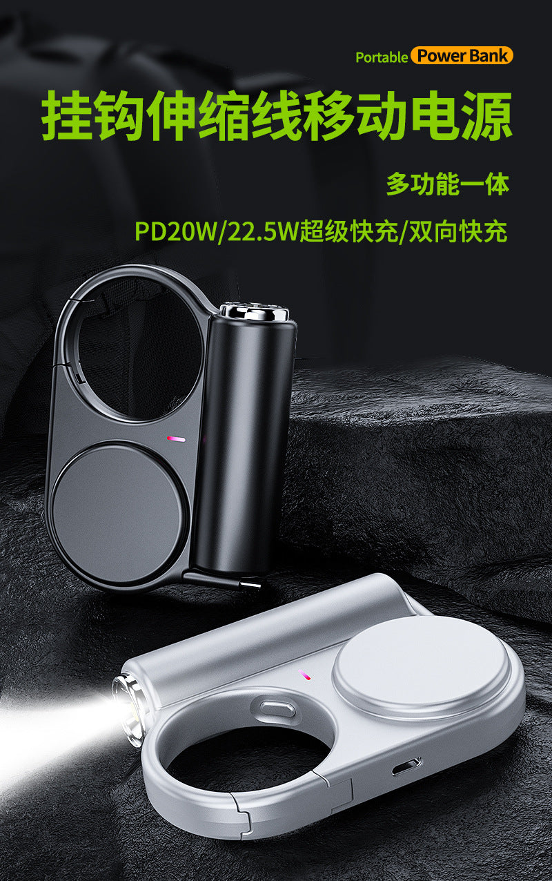 Creative retractable built-in cable outdoor power bank fast charging compact portable5000mAh Power Bank Gift Wholesale