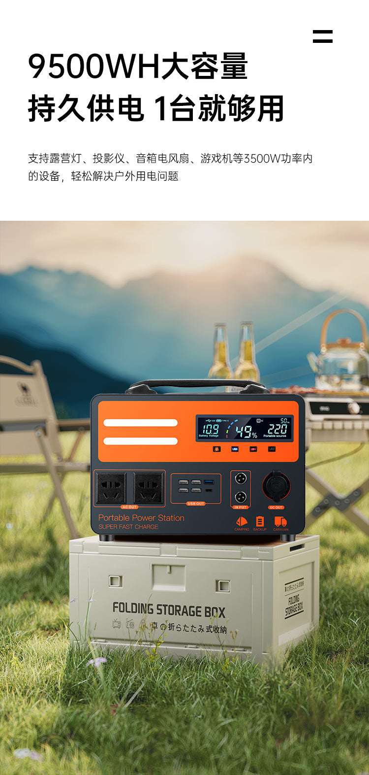 220v Mobile Energy Storage Outdoor Power Supply for Live Streaming, Street Selling, Camping, Road Trips, Large Capacity Portable Emergency Home Backup