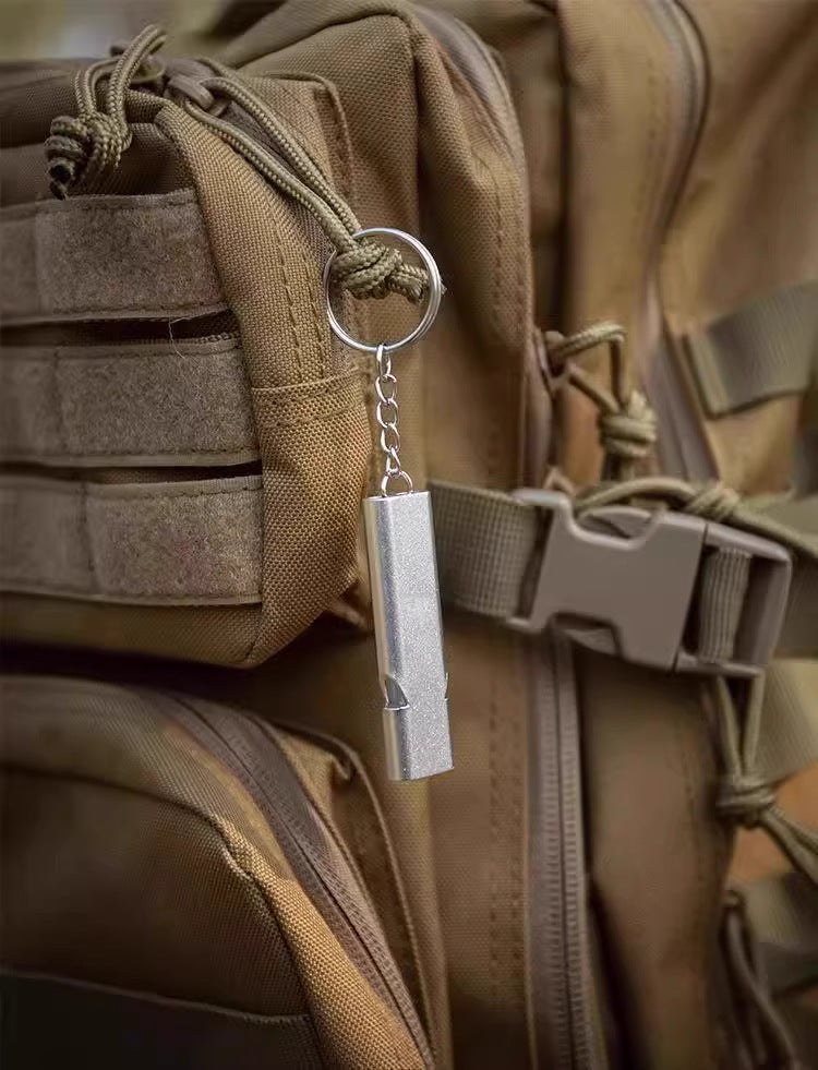 Outdoor Survival Whistle High Frequency Flat Aluminum Alloy Dual Frequency Survival Whistle Dual Tube Portable Gear EDC Tools