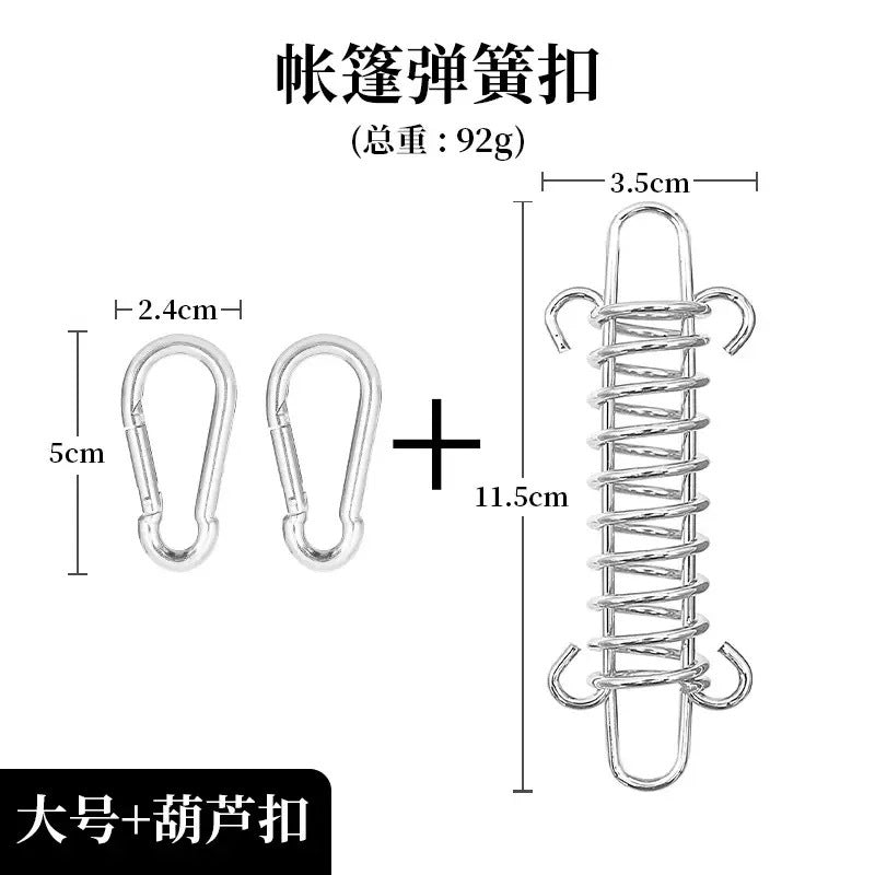 Outdoor Tent Spring Wind Rope Buckle Multi-use Camping High-strength Stainless Steel Rope Buckle Sunshade Fixed Buckle Spring Hook Buckle