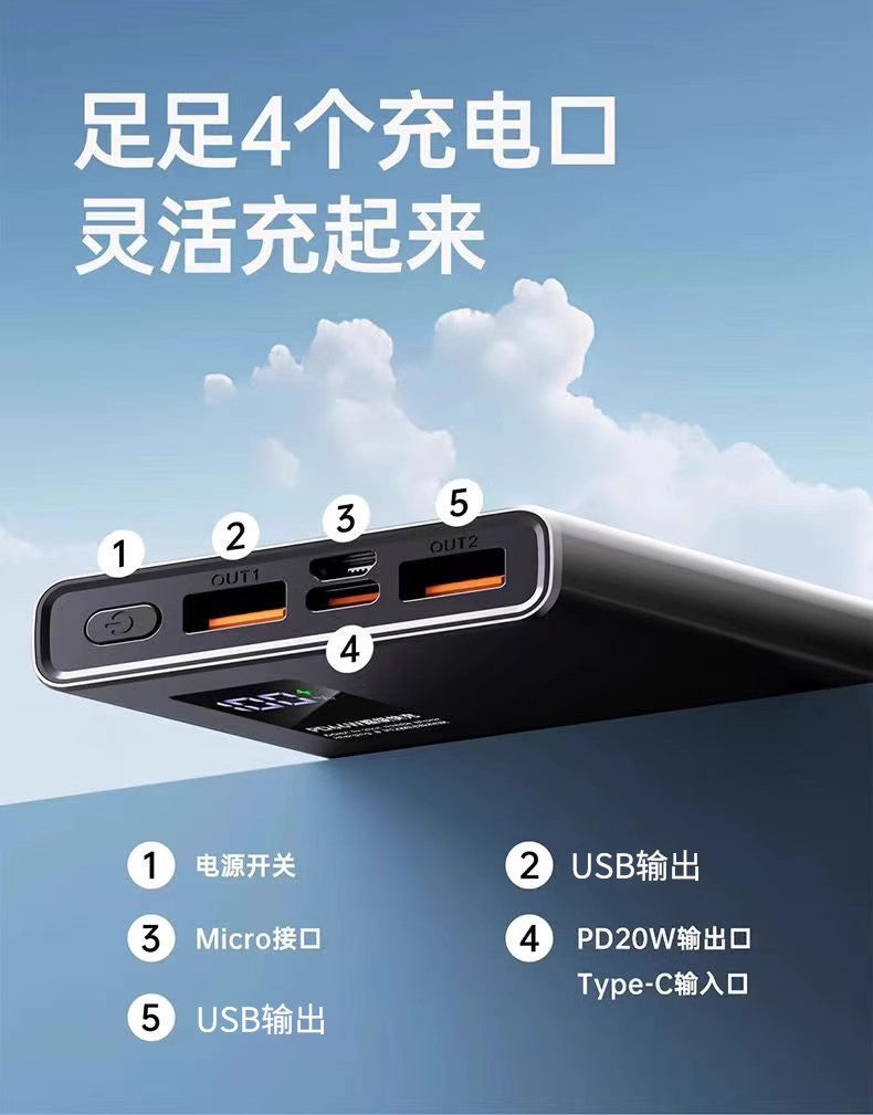 New Super Fast Charging Power Bank20000mAh ultra-large capacity ultra-thin portable outdoor120w Mobile Power Supply