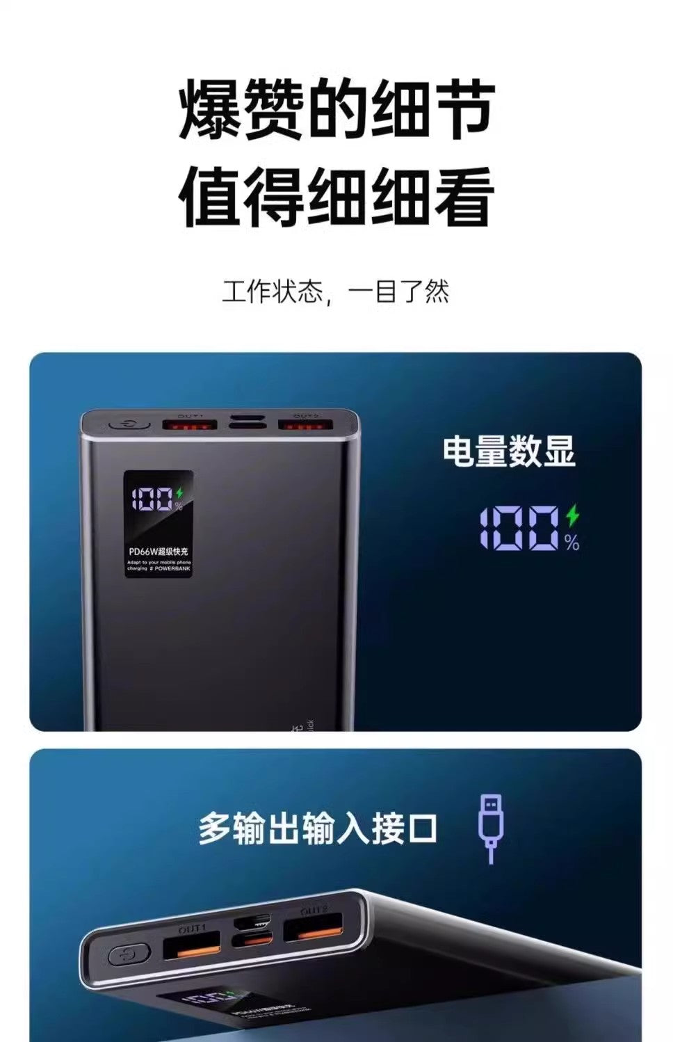 New Super Fast Charging Power Bank20000mAh ultra-large capacity ultra-thin portable outdoor120w Mobile Power Supply