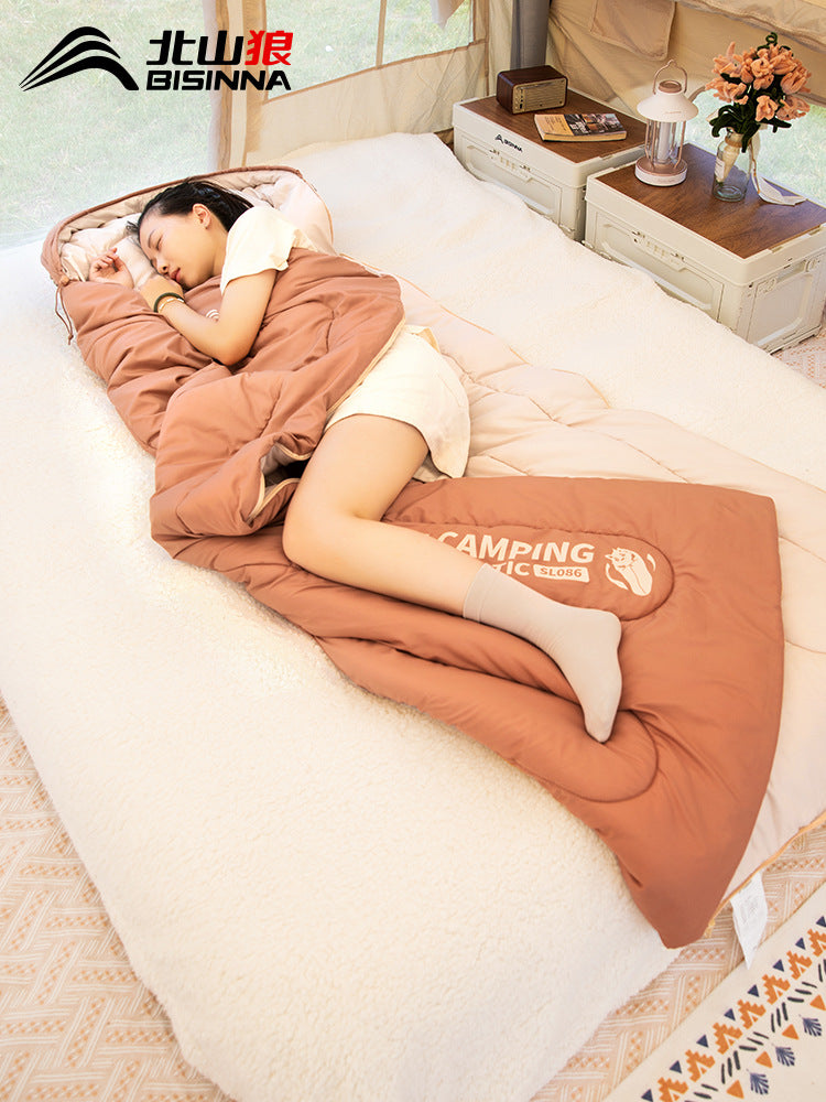 Beishan Wolf Sleeping Bag Four Seasons Universal Adult Outdoor Camping Lightweight Summer Car Use Single and Double Person Quilt Dual Use