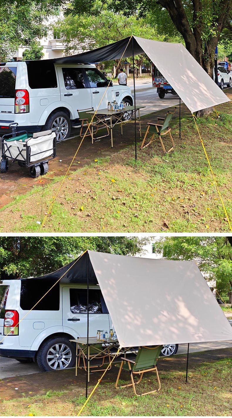 Car Side Awning Car Roof Tent Outdoor Camping Sunshade Canopy Camping Enlarged Car Tail Side Tent Black Coating Sun Protection Rain Shelter
