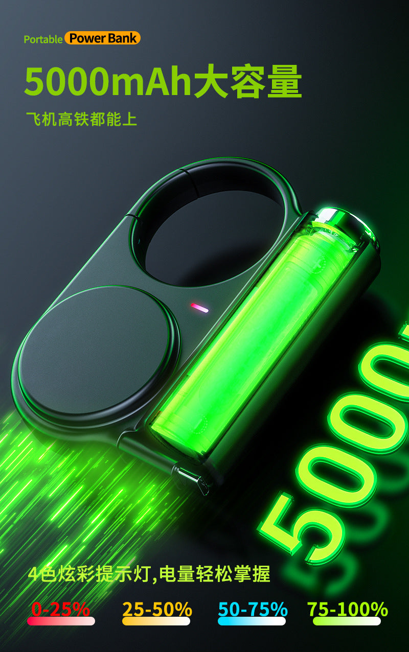 Creative retractable built-in cable outdoor power bank fast charging compact portable5000mAh Power Bank Gift Wholesale